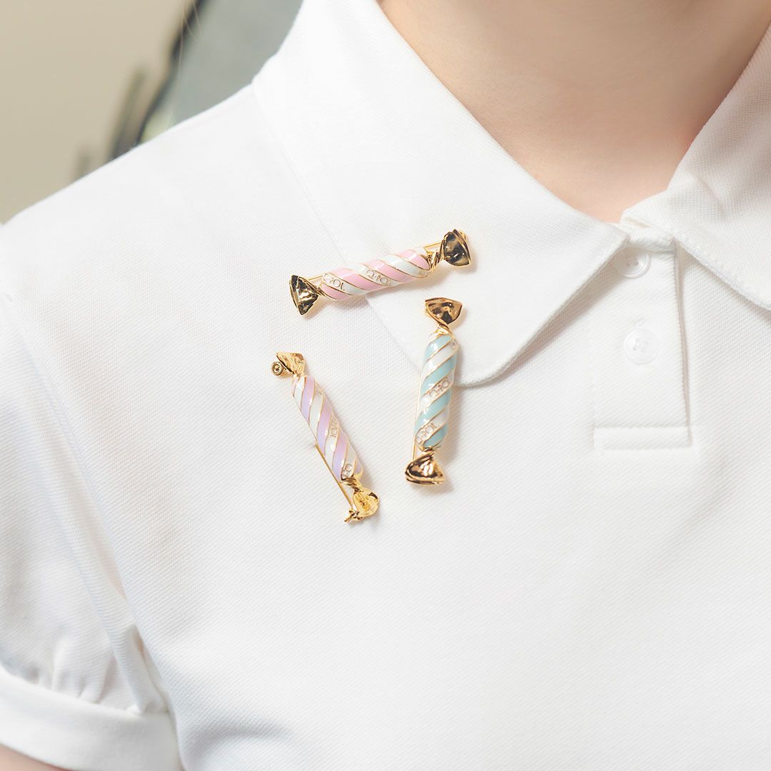 ストライプキャンディー ブローチ パープル