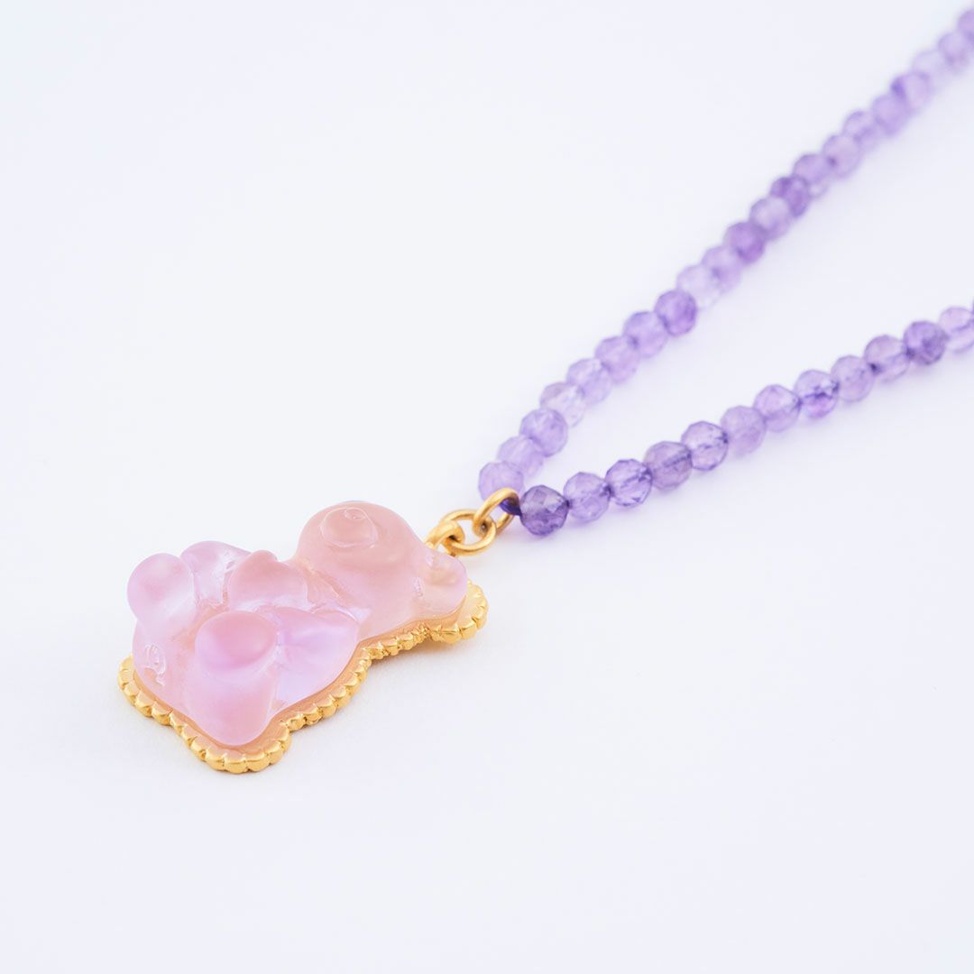 天然石ジュエリー　アメジスト　テディベアグミ　ネックレス