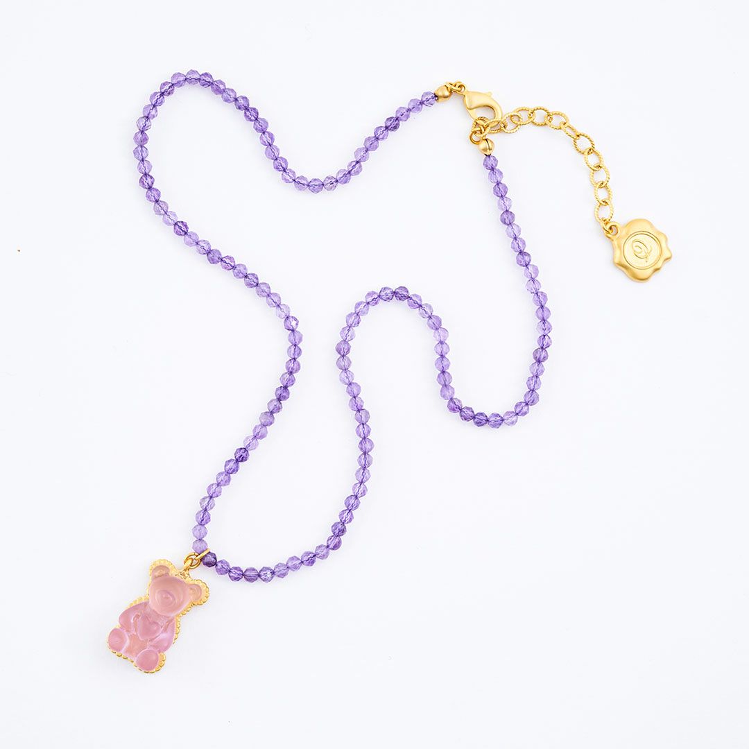 天然石ジュエリー　アメジスト　テディベアグミ　ネックレス