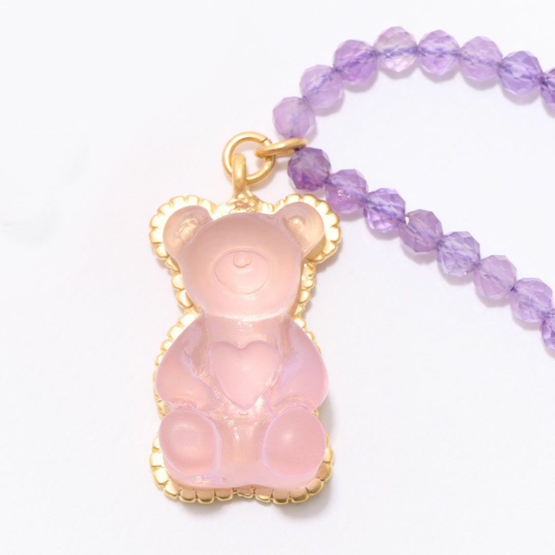 天然石ジュエリー　アメジスト　テディベアグミ　ネックレス