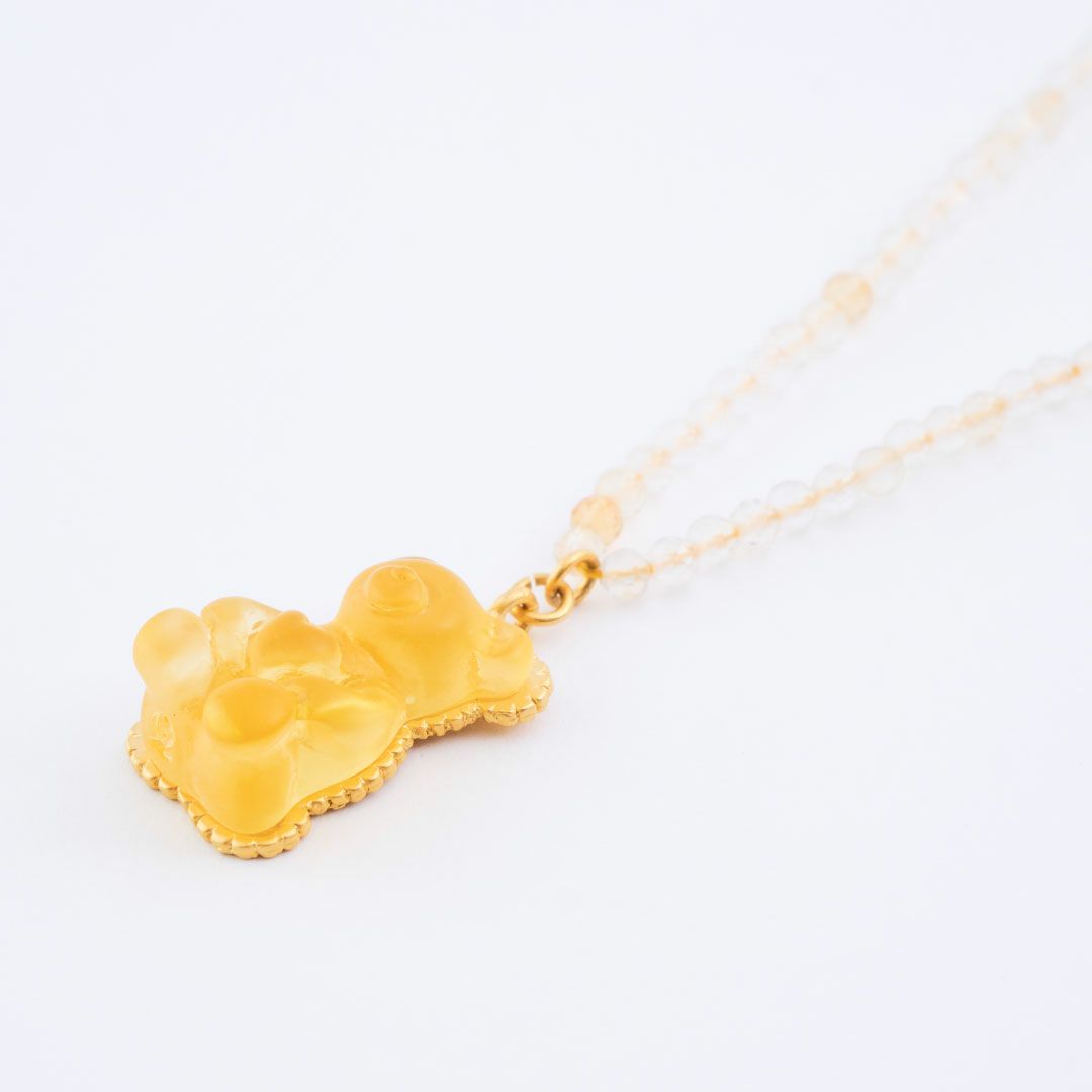 天然石ジュエリー　シトリン　テディベアグミ　ネックレス