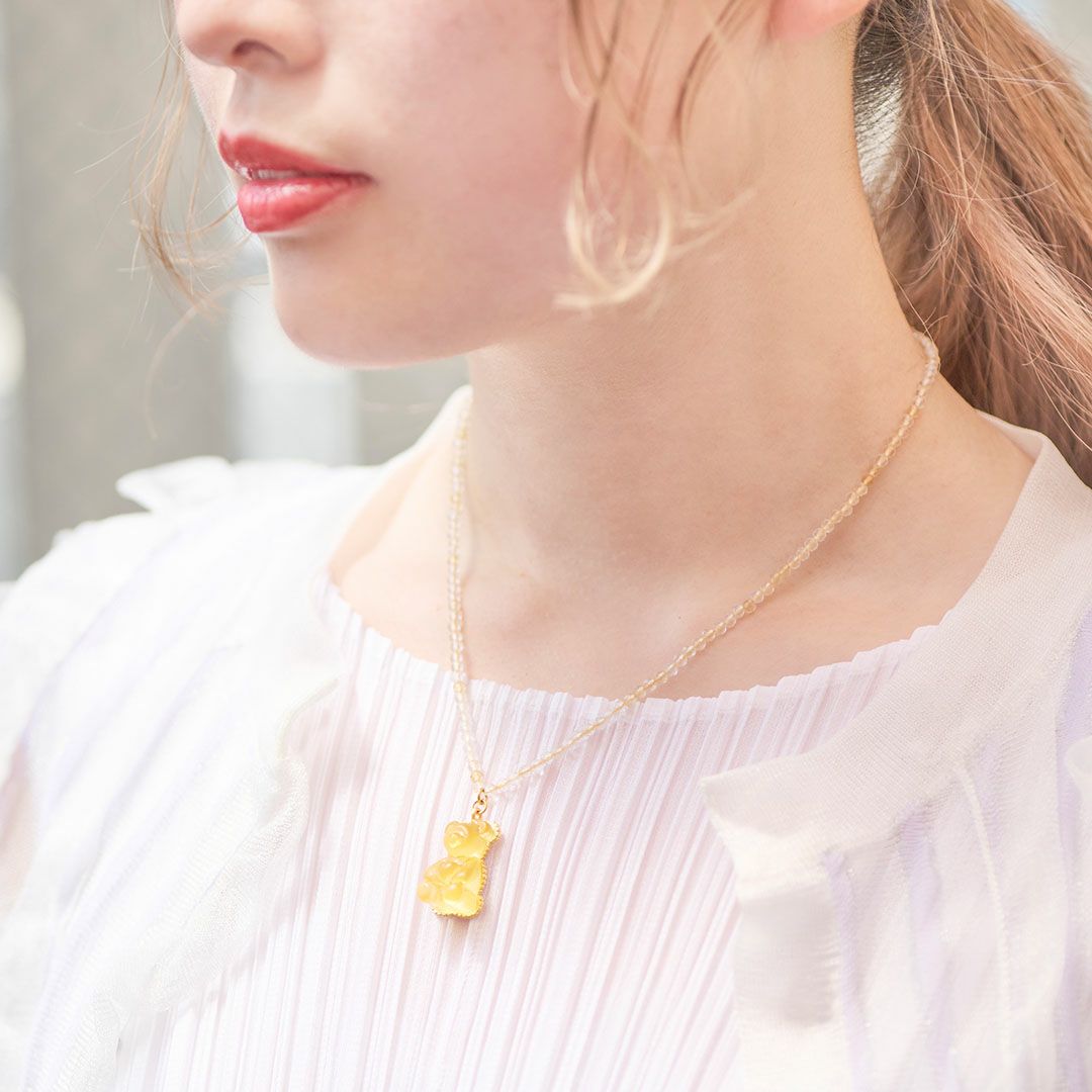 天然石ジュエリー　シトリン　テディベアグミ　ネックレス