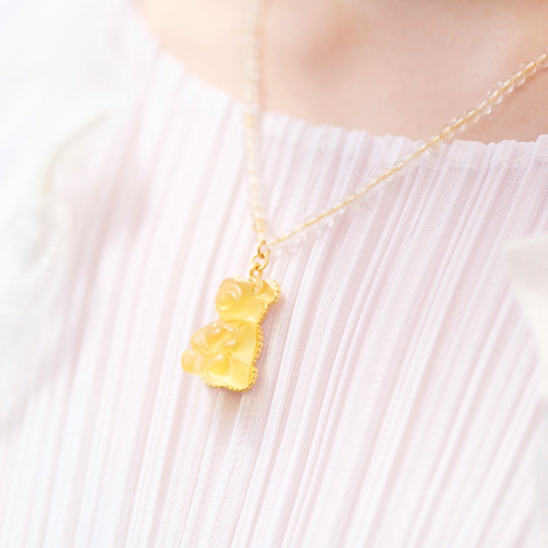 天然石ジュエリー　シトリン　テディベアグミ　ネックレス