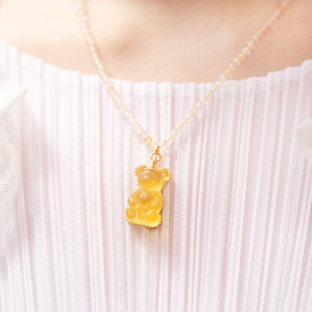 天然石ジュエリー　シトリン　テディベアグミ　ネックレス