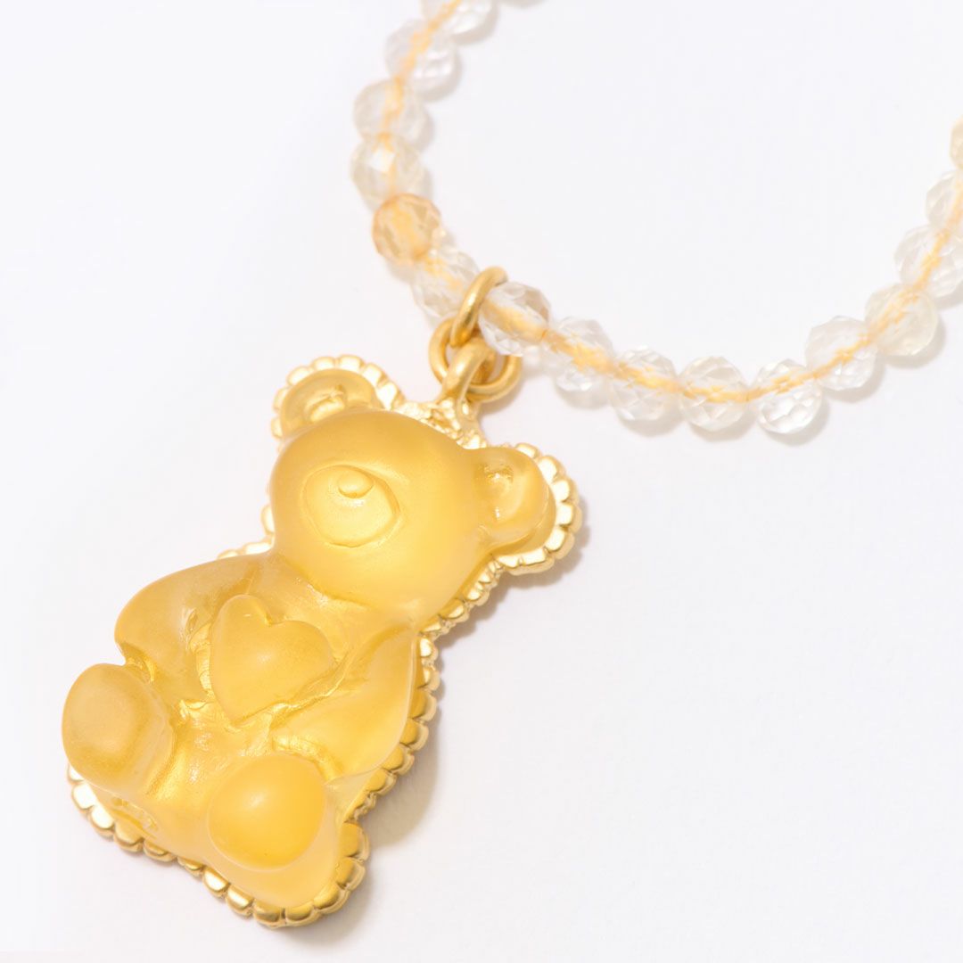 天然石ジュエリー　シトリン　テディベアグミ　ネックレス