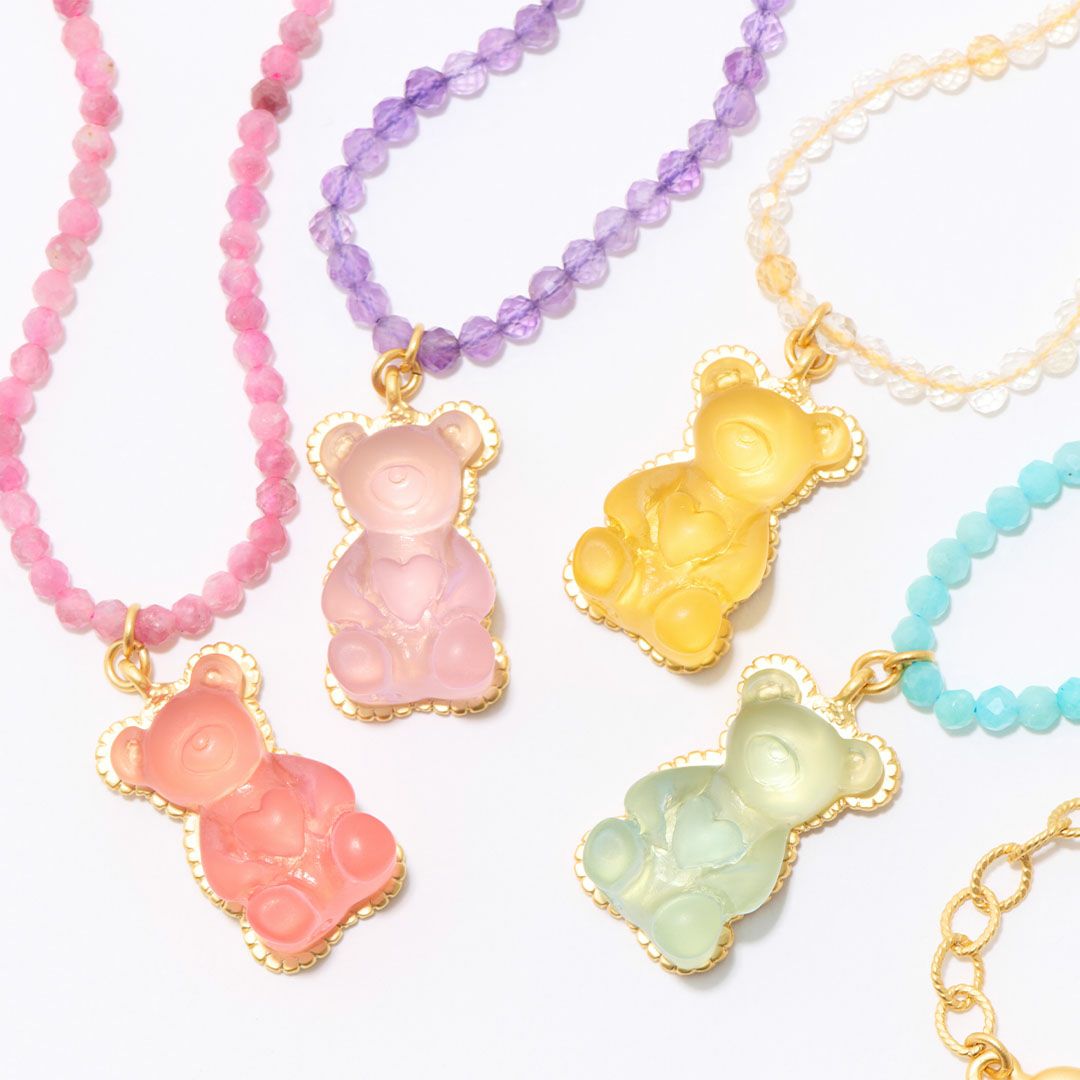 天然石ジュエリー　シトリン　テディベアグミ　ネックレス