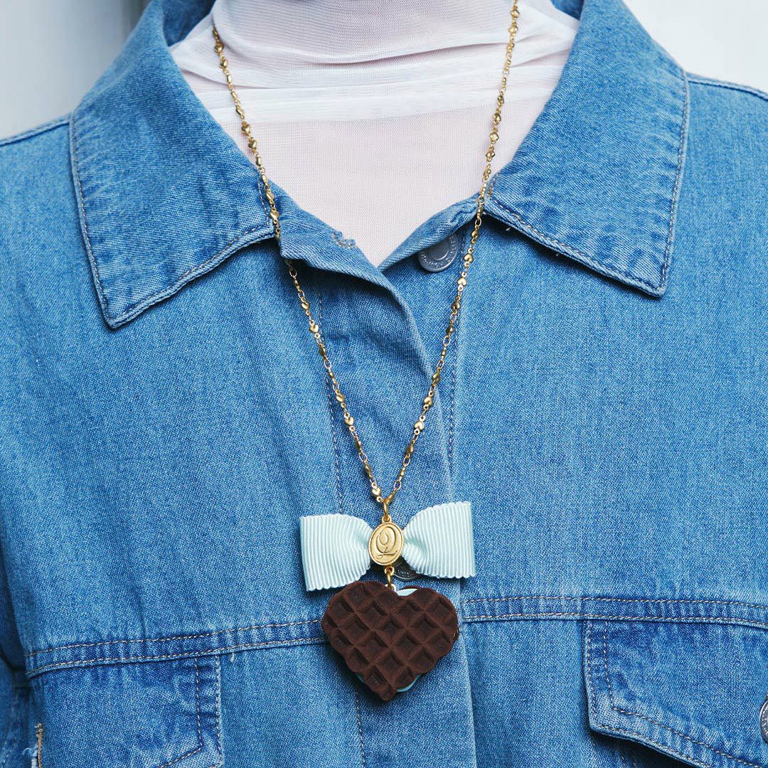 チョコミント　ワッフル　ネックレス