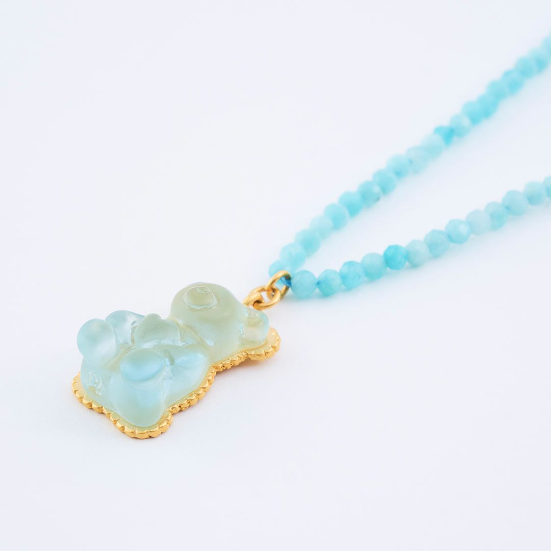 天然石ジュエリー　アマゾナイト　テディベアグミ　ネックレス