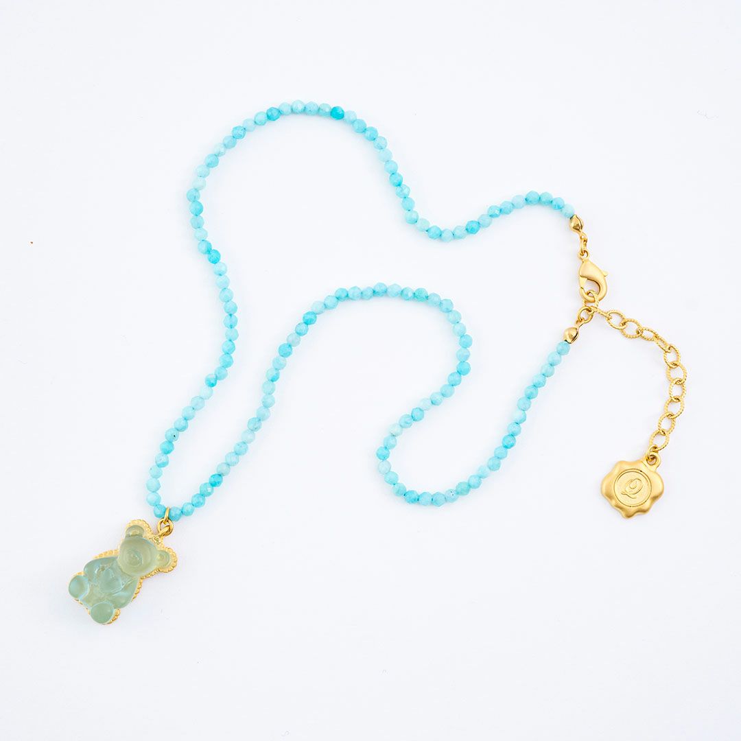 天然石ジュエリー　アマゾナイト　テディベアグミ　ネックレス