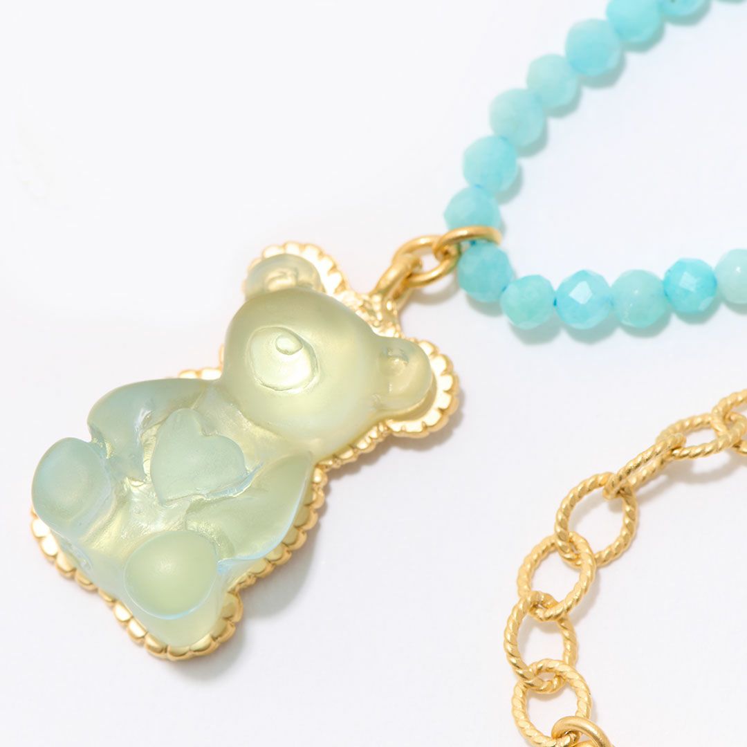 天然石ジュエリー　アマゾナイト　テディベアグミ　ネックレス