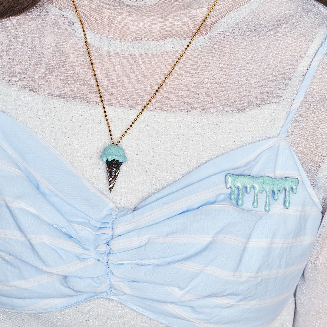 チョコミント　メルト　ブローチ