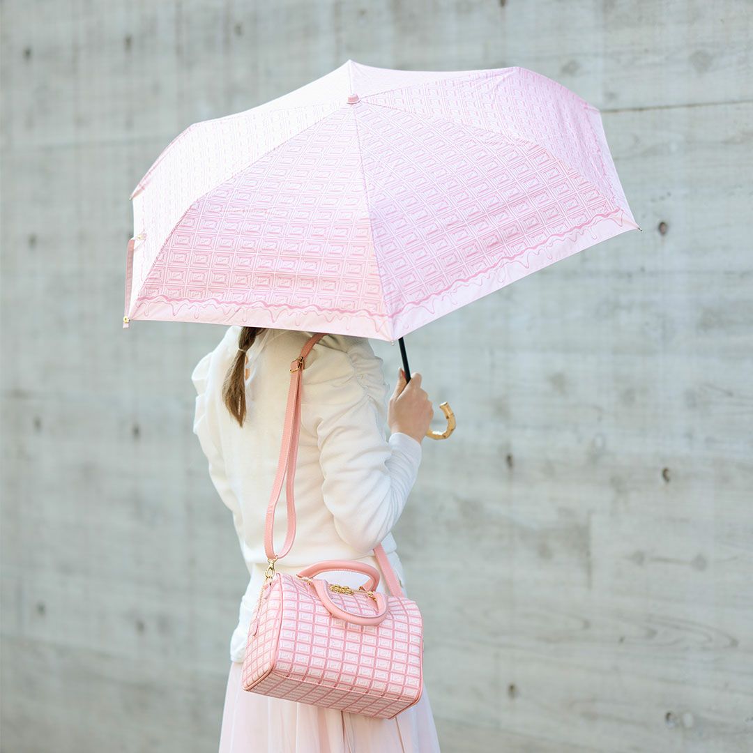 ストロベリーチョコレート　折りたたみ傘　晴れ雨兼用 99.9%以上