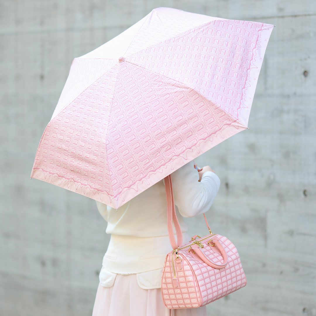 ストロベリーチョコレート　折りたたみ傘　晴れ雨兼用 99.9%以上