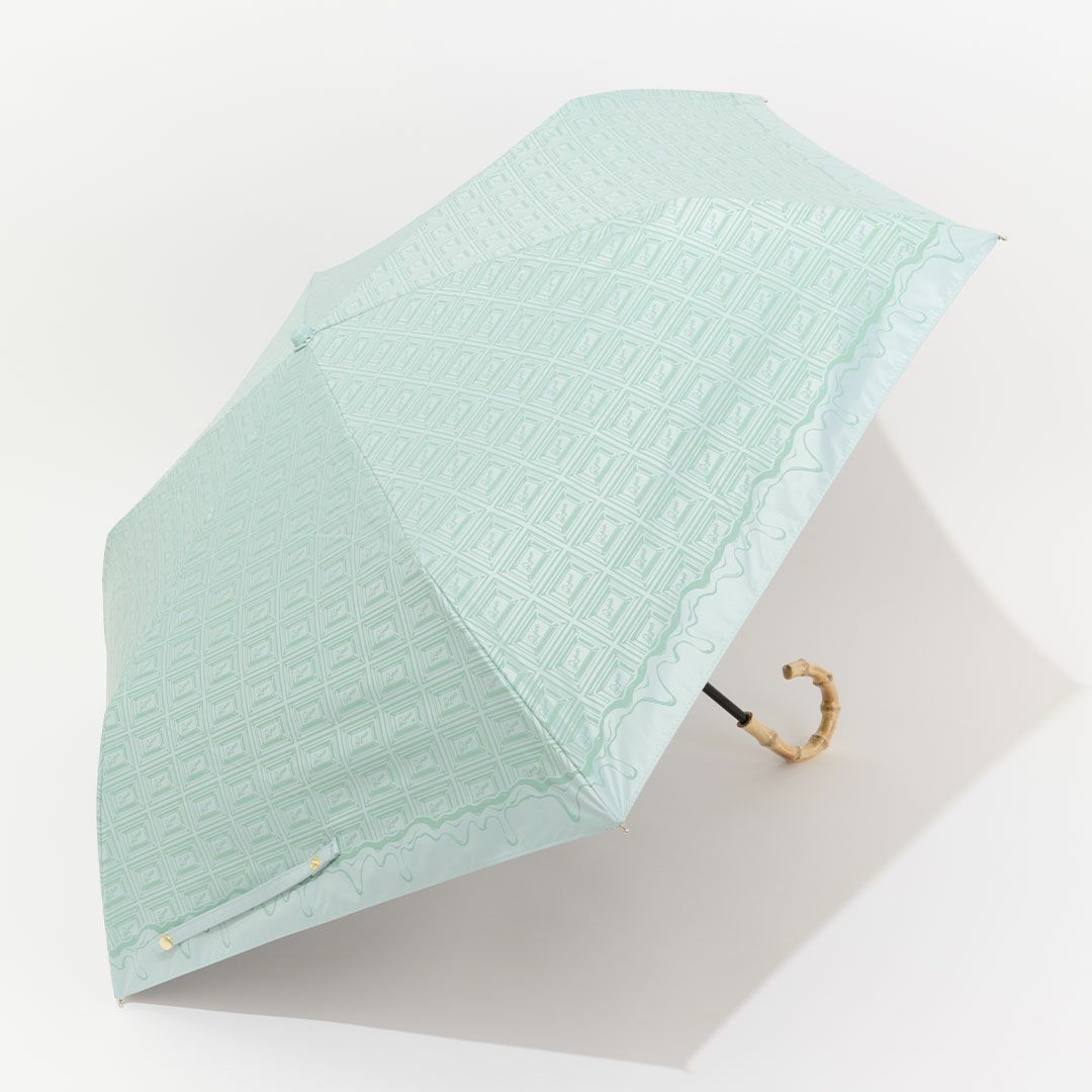 チョコミント　折りたたみ傘　晴れ雨兼用 99.9%以上