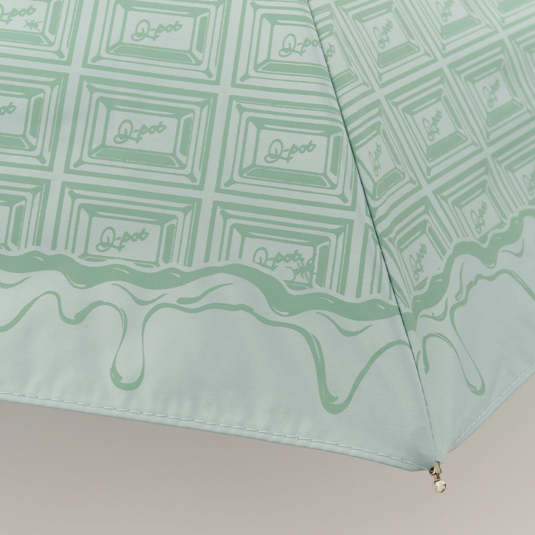 チョコミント　折りたたみ傘　晴れ雨兼用 99.9%以上