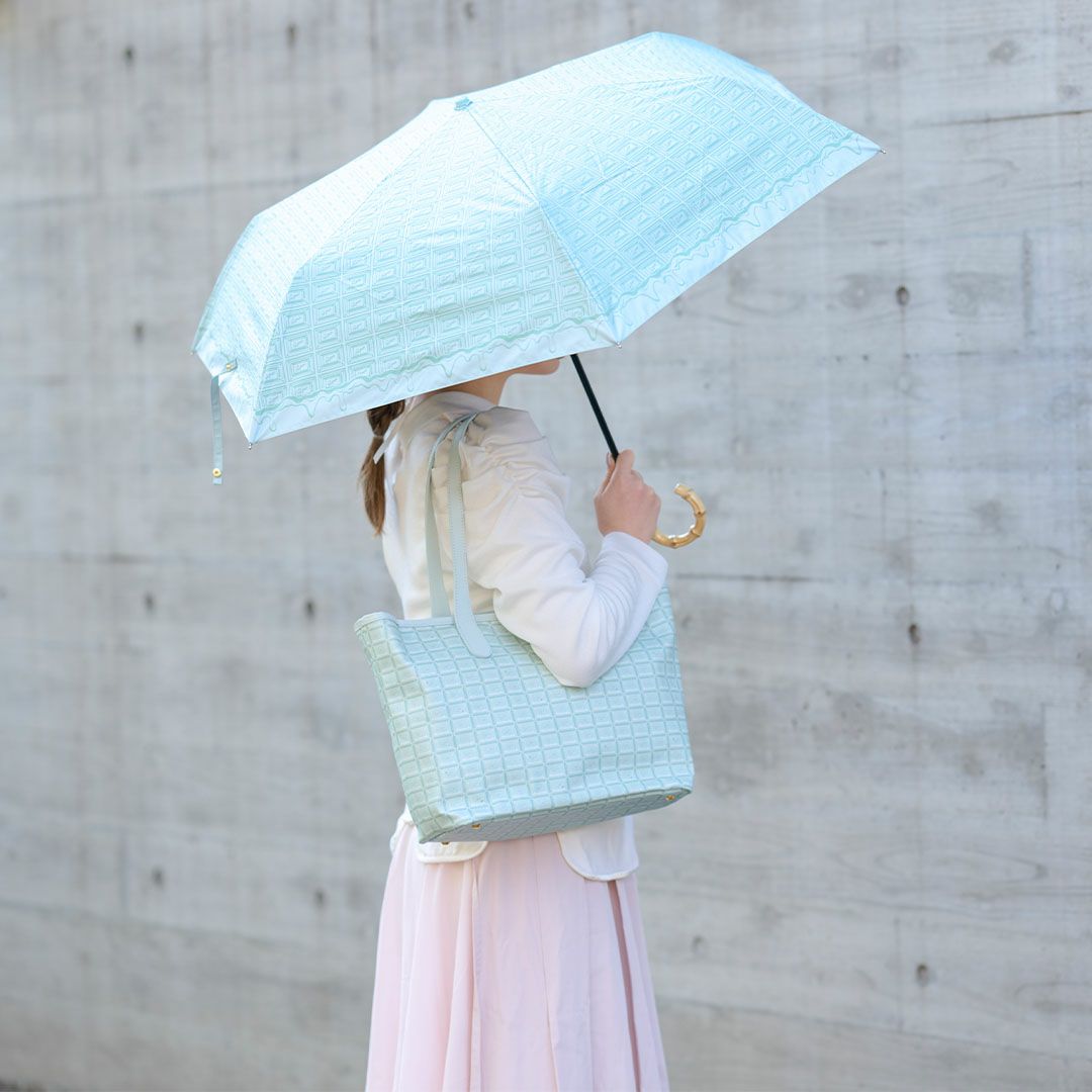 チョコミント　折りたたみ傘　晴れ雨兼用 99.9%以上
