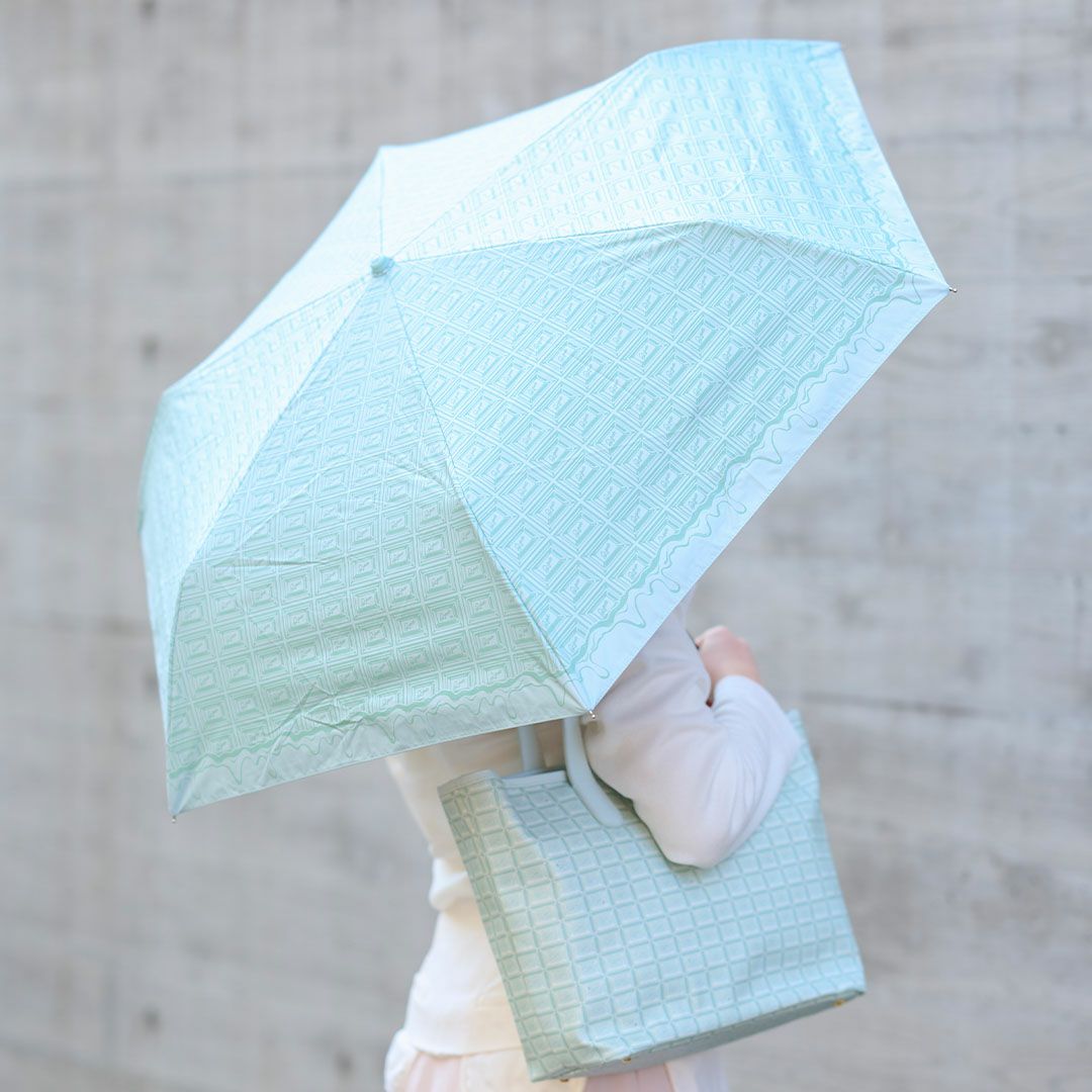 チョコミント　折りたたみ傘　晴れ雨兼用 99.9%以上
