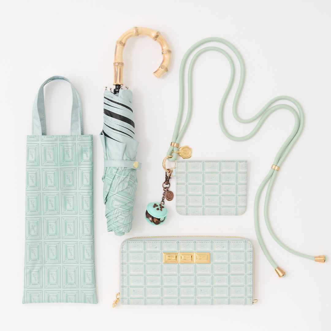 チョコミント　折りたたみ傘　晴れ雨兼用 99.9%以上