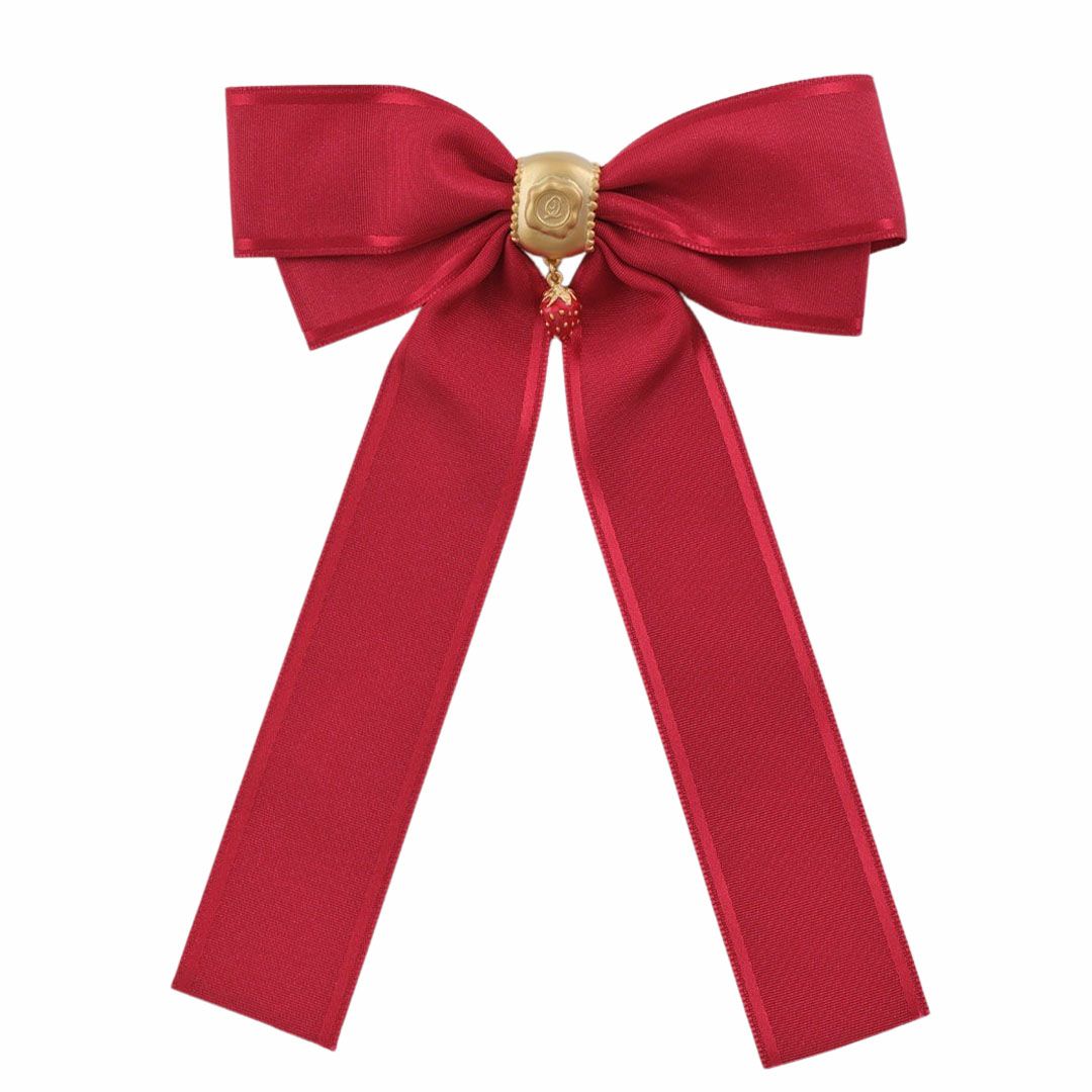 リボン イチゴ バレッタ レッド