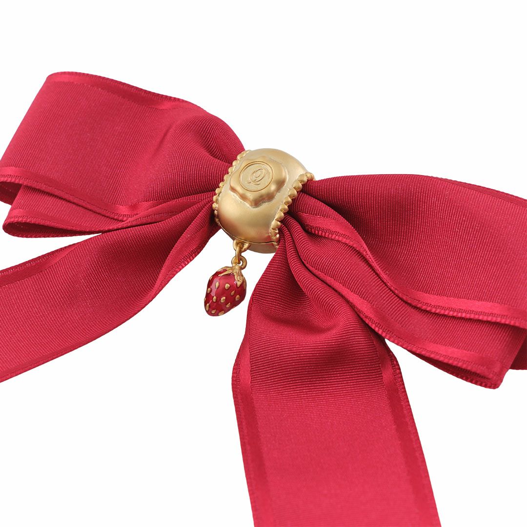 リボン イチゴ バレッタ レッド