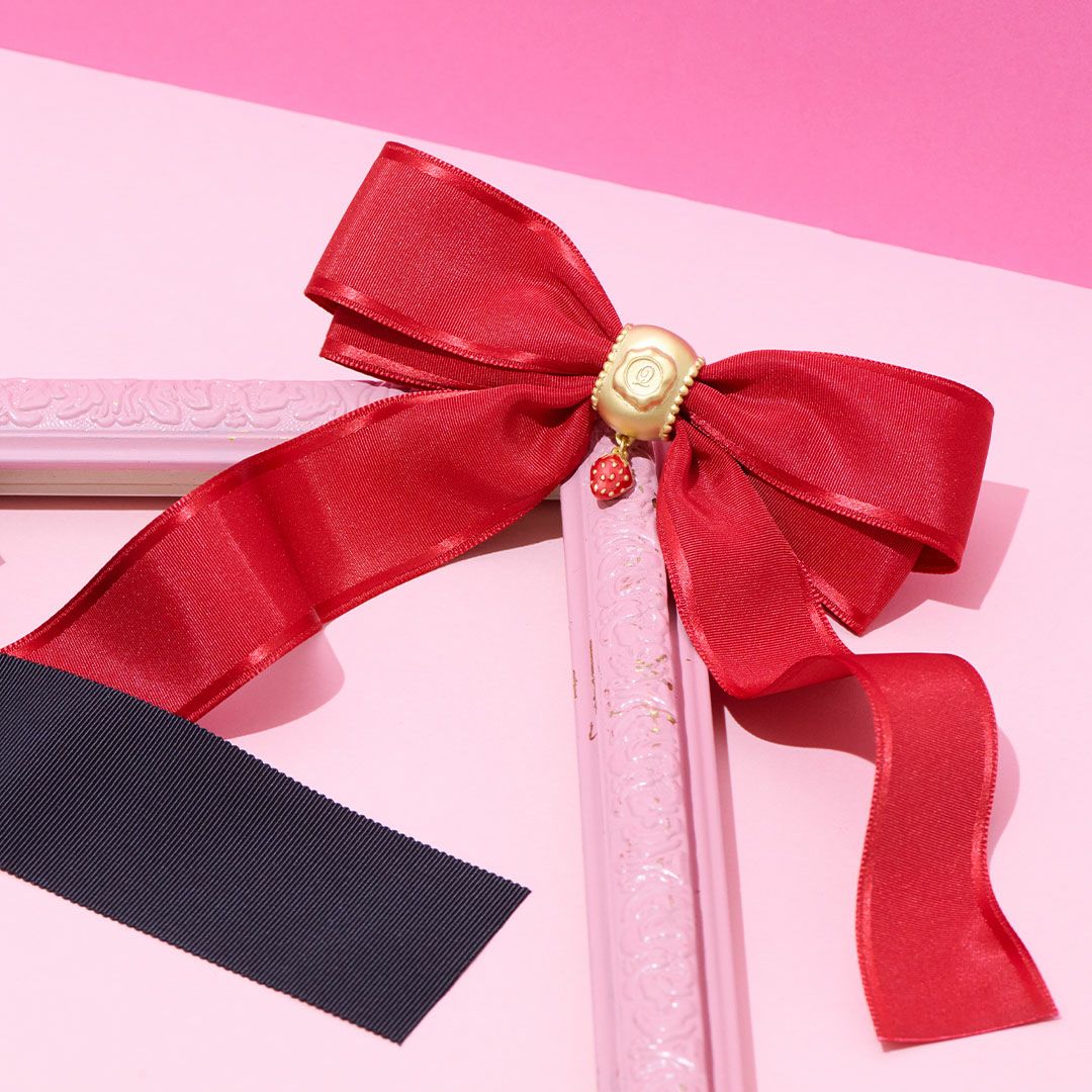 リボン イチゴ バレッタ レッド