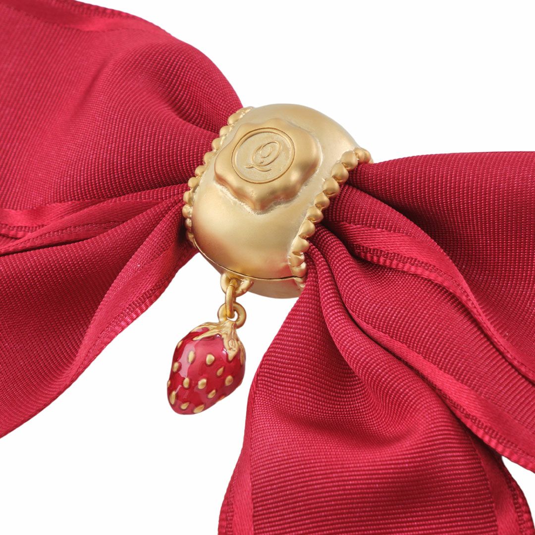 リボン イチゴ ブローチ レッド