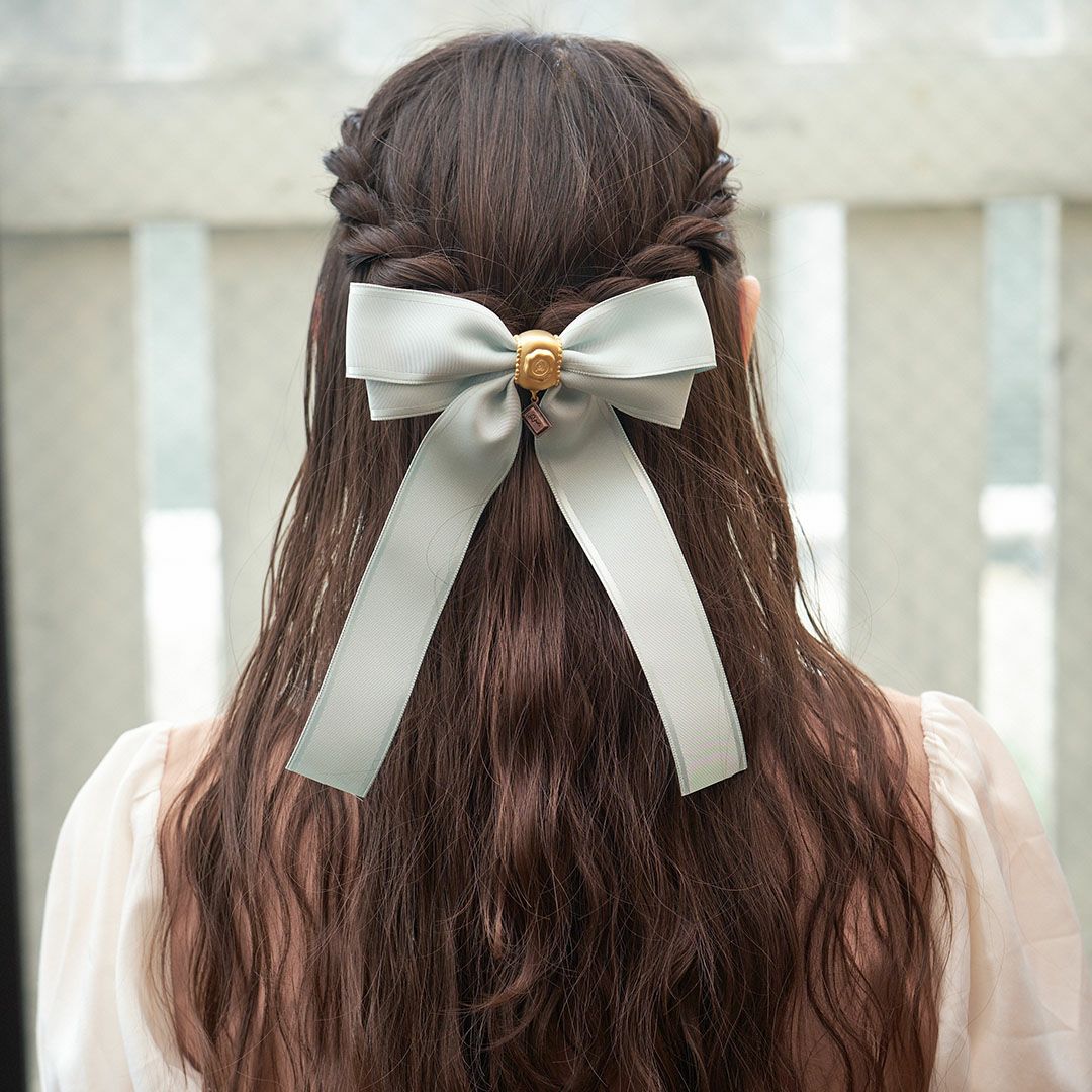 リボン チョコレート バレッタ ミント