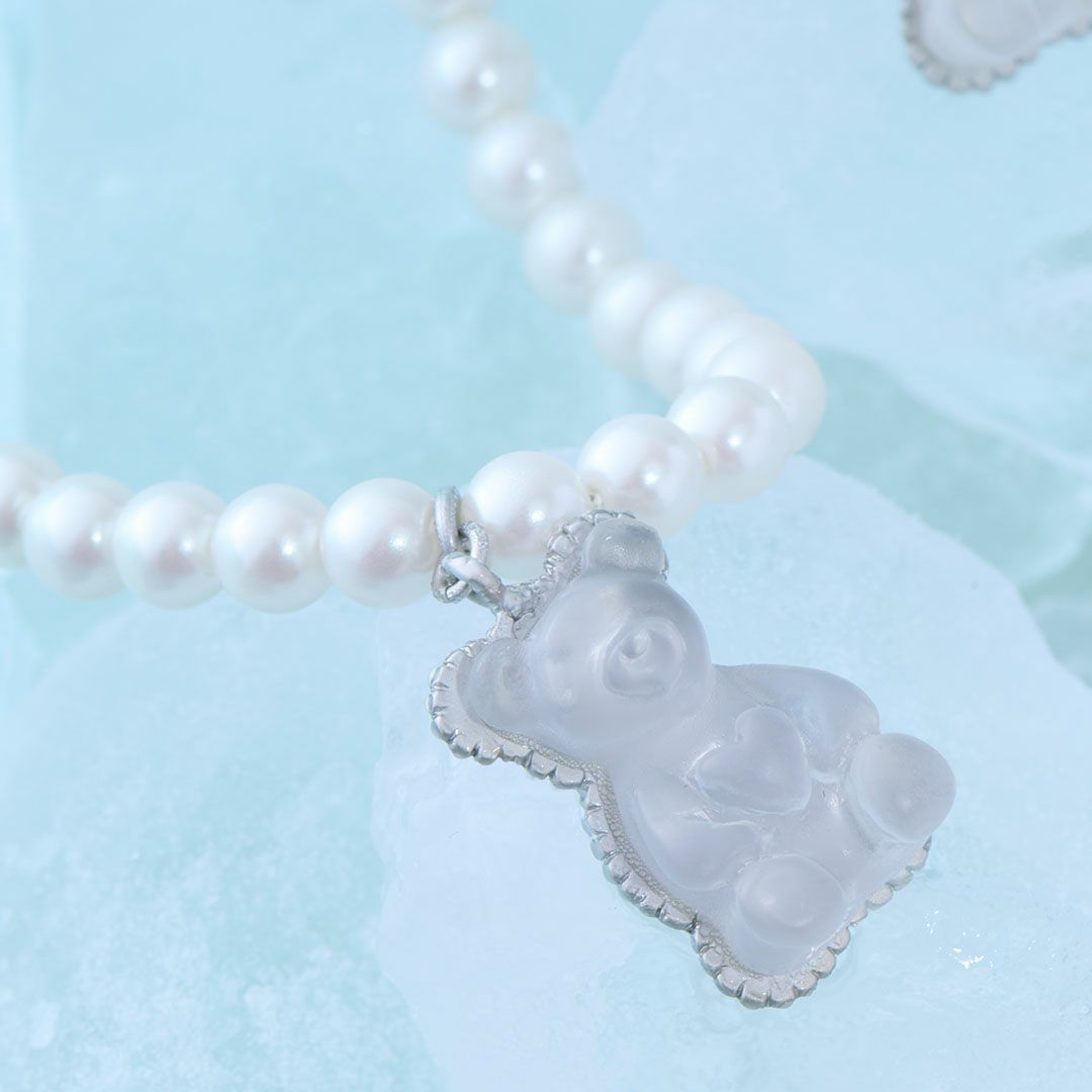 テディベアグミ　パールネックレス　クリア