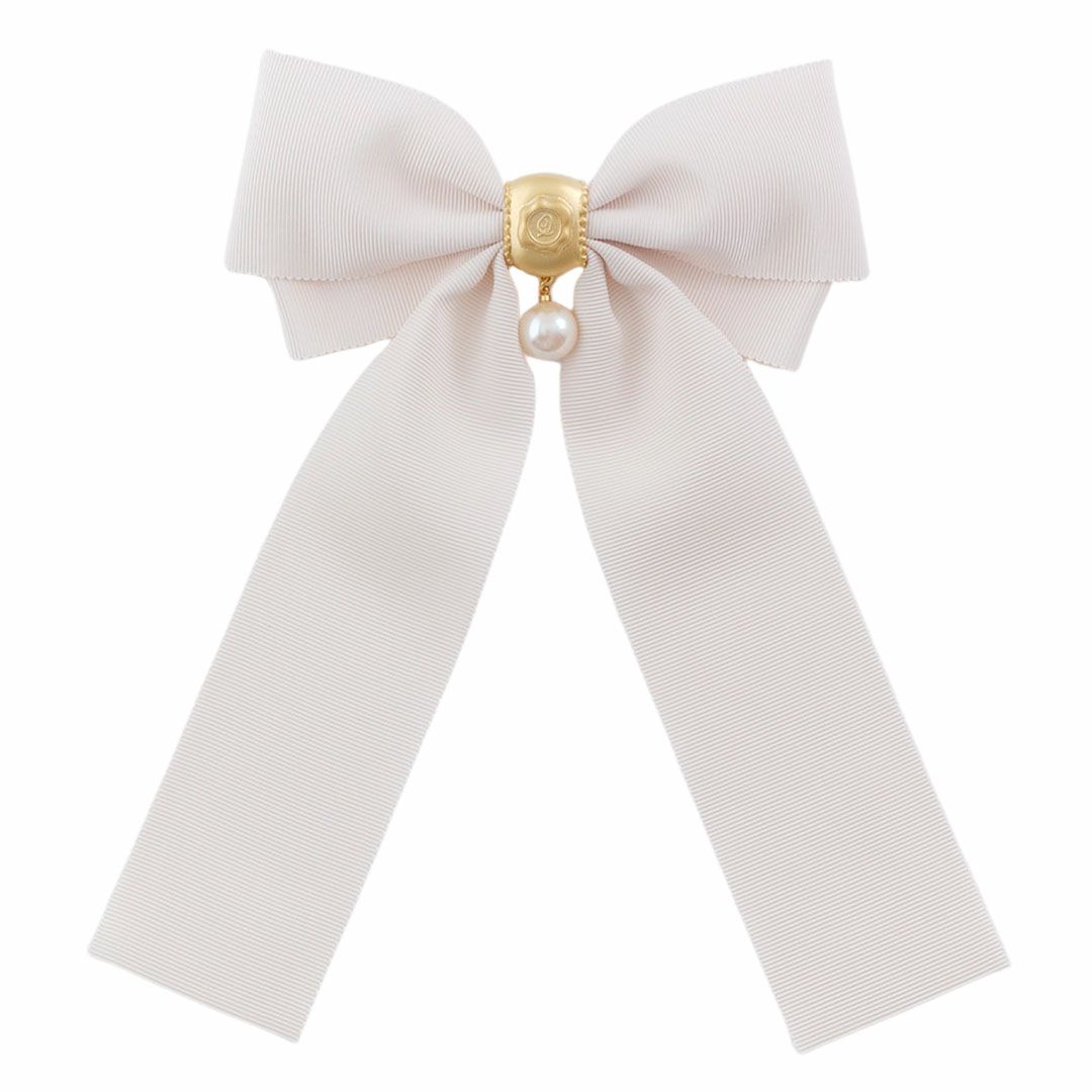 リボン パール バレッタ オフホワイト