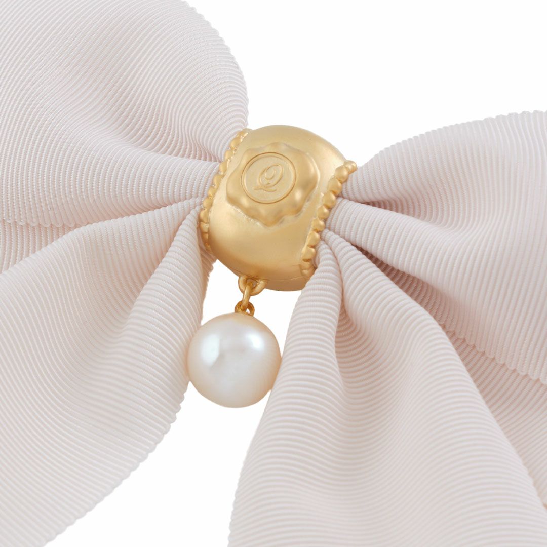 リボン パール バレッタ オフホワイト