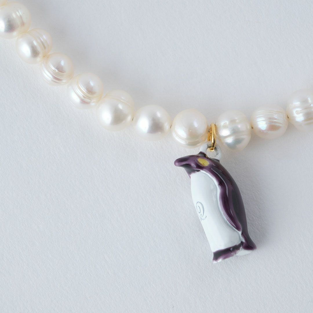 天然石ジュエリー　バロック淡水パール　ペンギン　ネックレス