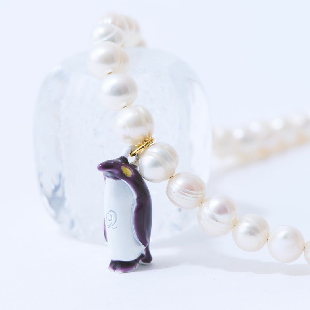 天然石ジュエリー　バロック淡水パール　ペンギン　ネックレス