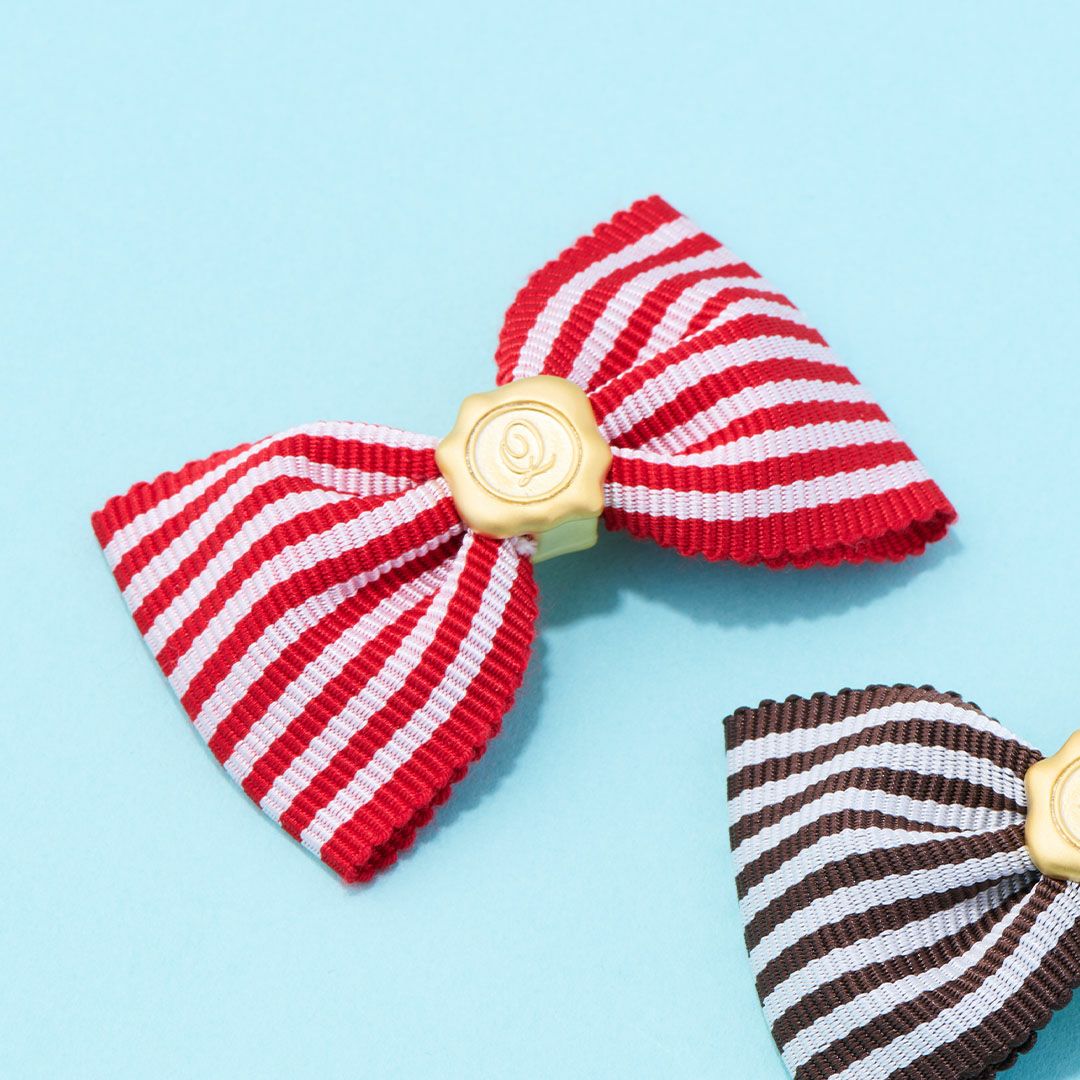 ストライプ リボンチャーム 赤×白
