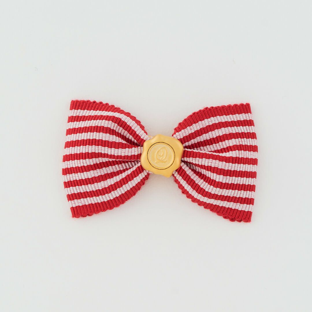 ストライプ リボンチャーム 赤×白