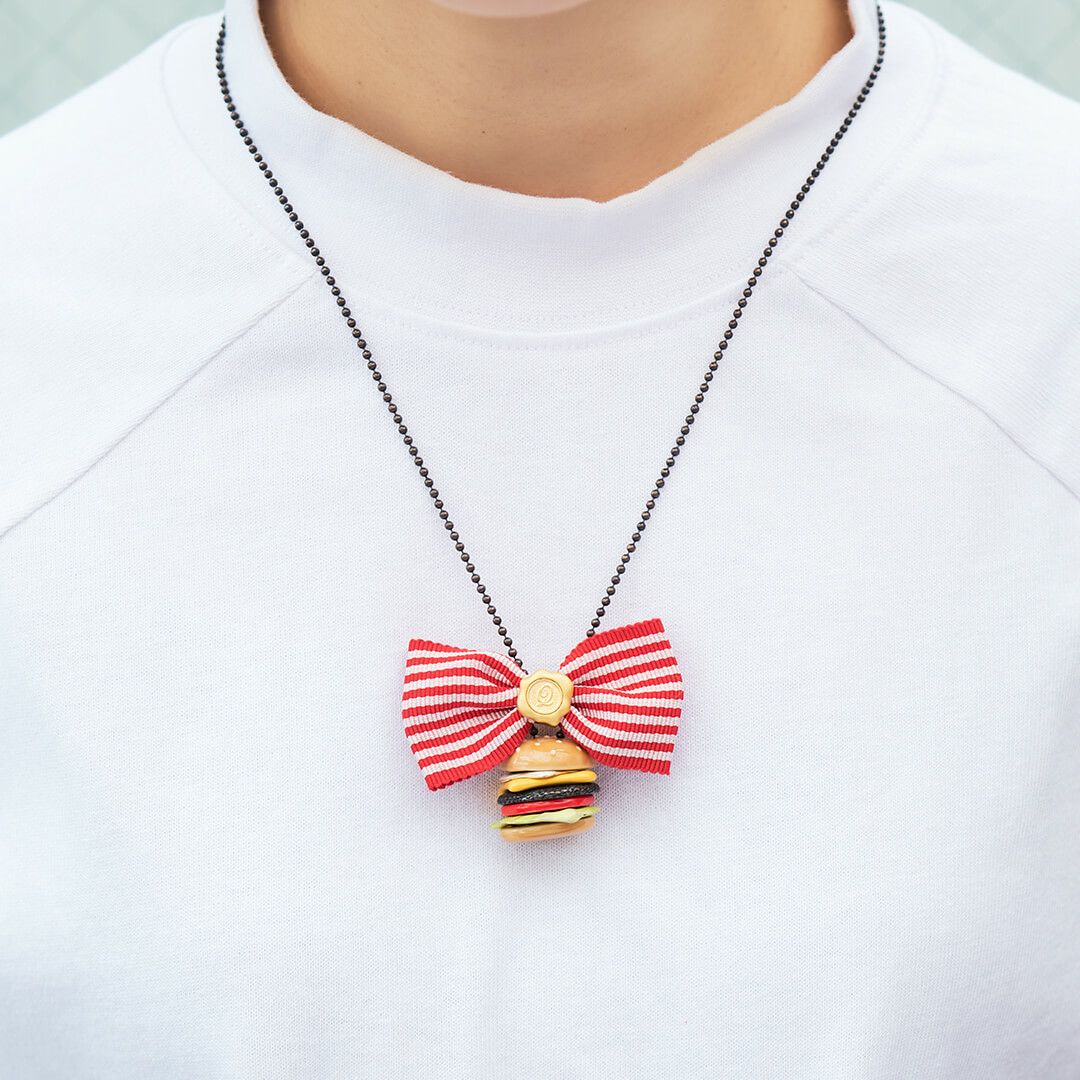 ストライプ リボンチャーム 赤×白