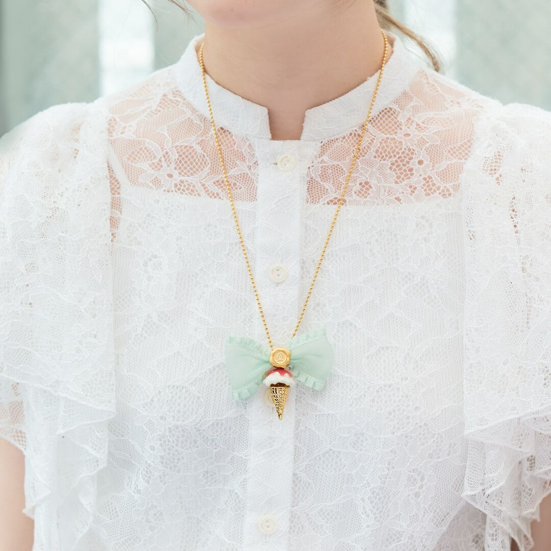 フリルオーガンジー リボンチャーム グリーン