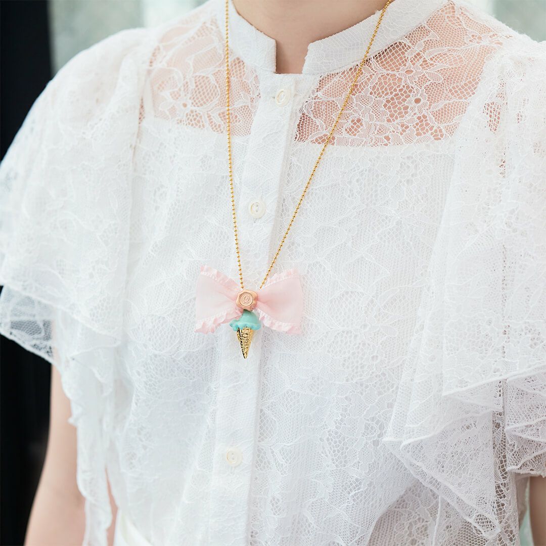 フリルオーガンジー リボンチャーム ピンク