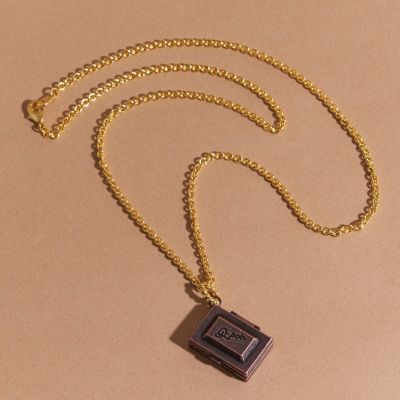 チョコレート タブレット ロケット  ネックレス（ブラウン）