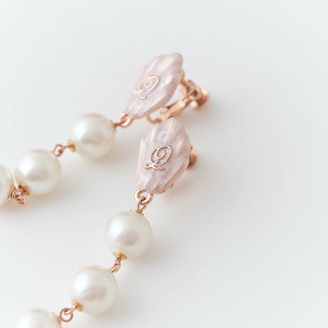 バレエコア パール ホワイト シェル イヤリング