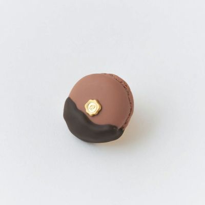 チョコレートディップマカロン ピアス(チョコレート)