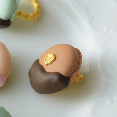 チョコレートディップマカロン イヤリング（チョコレート）