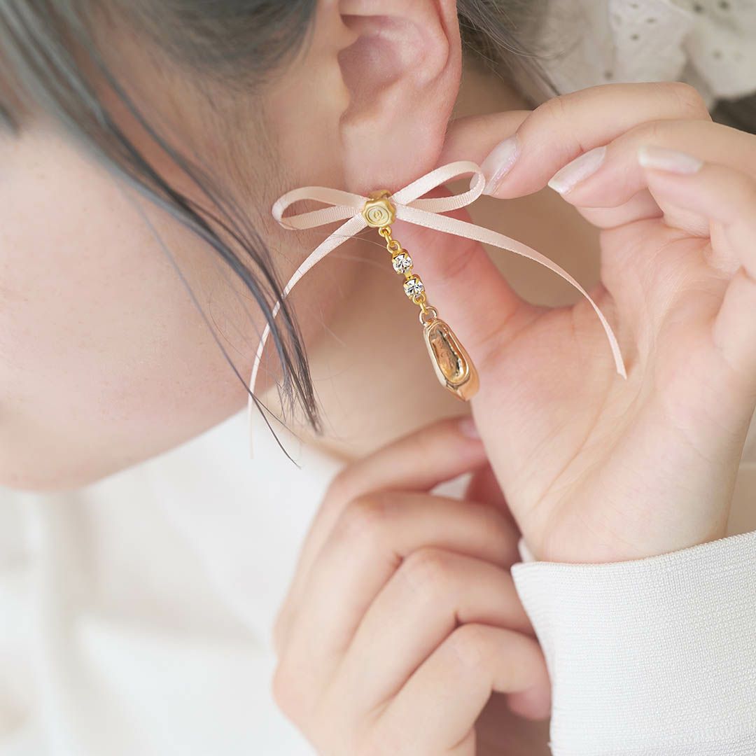 バレエコア　リボン　ピアス