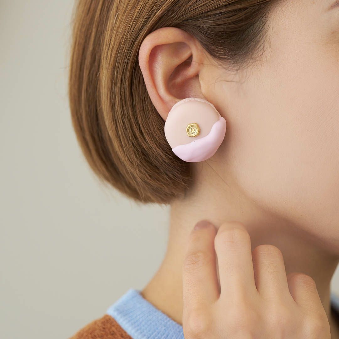 バレエコア マカロン ピンク  イヤリング