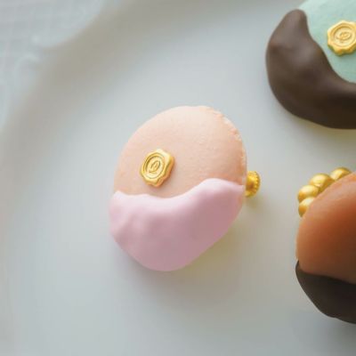 チョコレートディップマカロン イヤリング(ストロベリー)