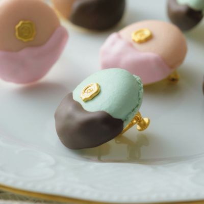 チョコレートディップマカロン イヤリング(ミントチョコレート)