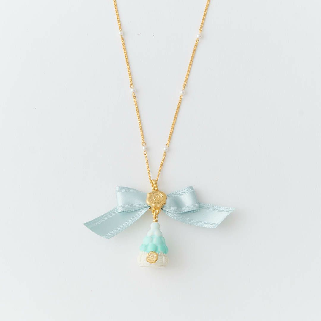 バレエコア パール リボン リボン ネックレス ミントグリーン