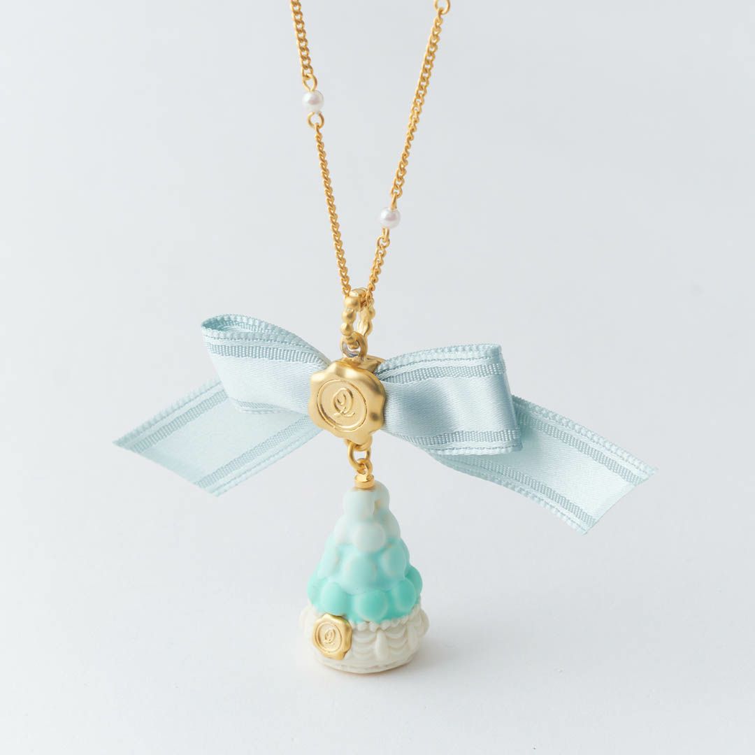 バレエコア パール リボン リボン ネックレス ミントグリーン