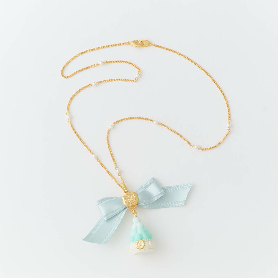 バレエコア パール リボン リボン ネックレス ミントグリーン