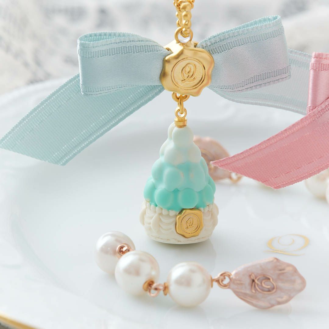 バレエコア パール リボン リボン ネックレス ミントグリーン