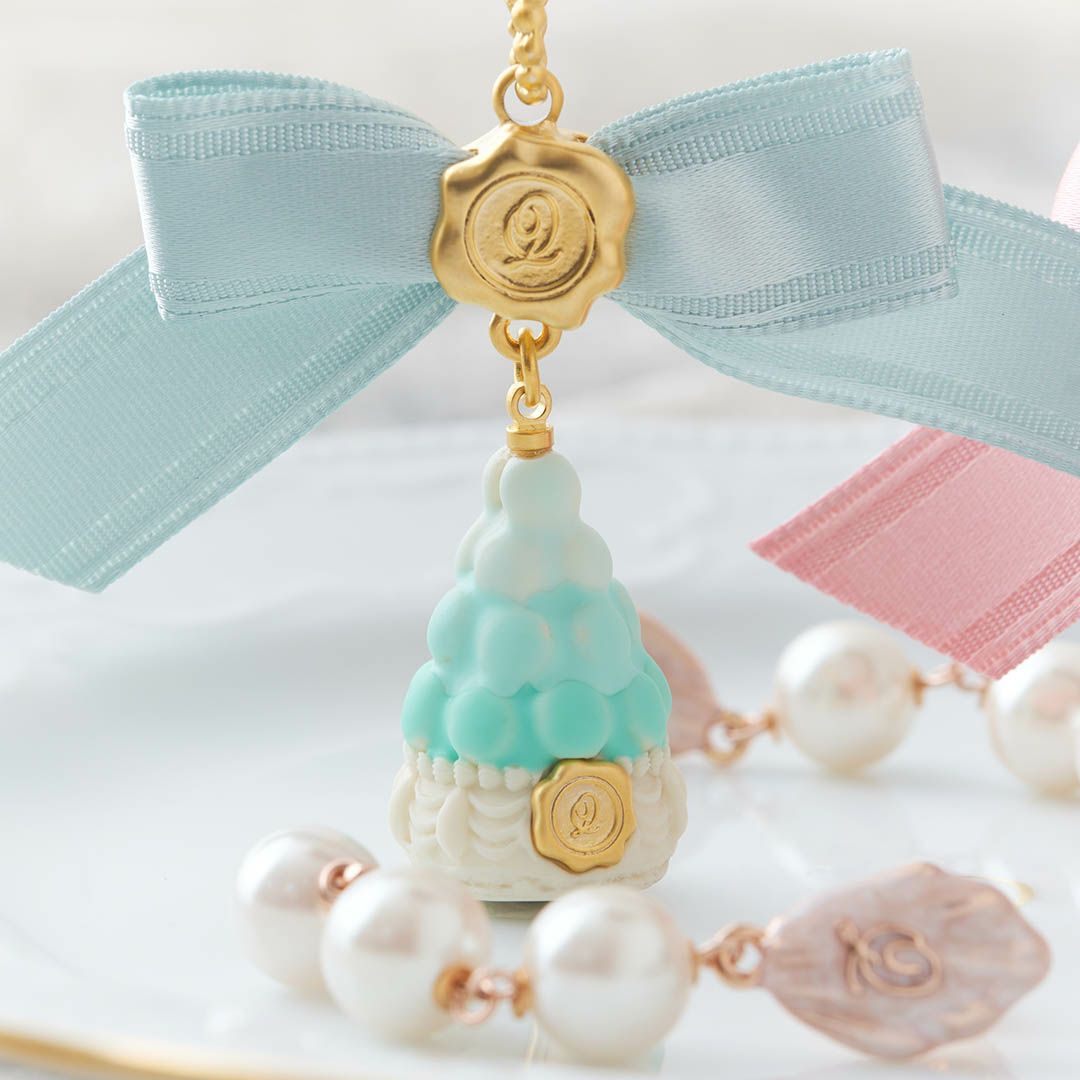 バレエコア パール リボン リボン ネックレス ミントグリーン